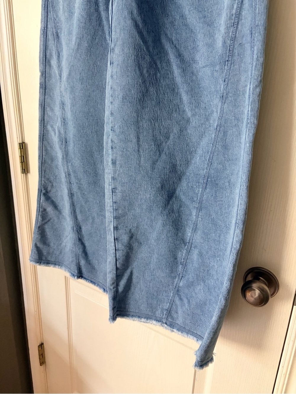 Aerie Soft Landing Wide Leg Light Blue Jean style Trousers, Drawstring, M - Picture 7 of 15